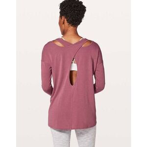 Lululemon Back Into It Long Sleeve cross back Top Sz‎ 4 So Merlot